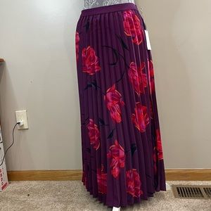 A New Day pleated purple skirt floral pattern NWT